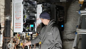 Efficient home heating with a new furnace installation